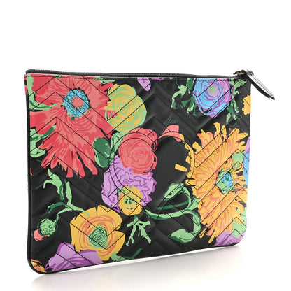 Gucci X KEN SCOTT Calfskin Matelasse Floral Print GG Marmont Zip Pouch Black 3 of 8