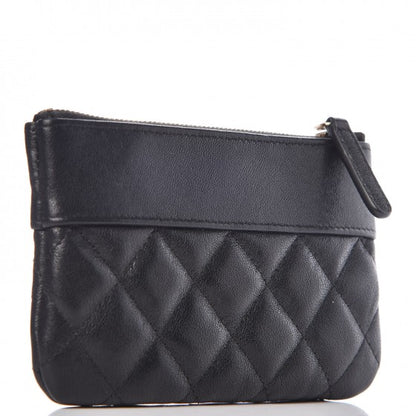 Chanel Sheepskin Quilted Small Vintage Mademoiselle Cosmetic Case Black 3 of 8
