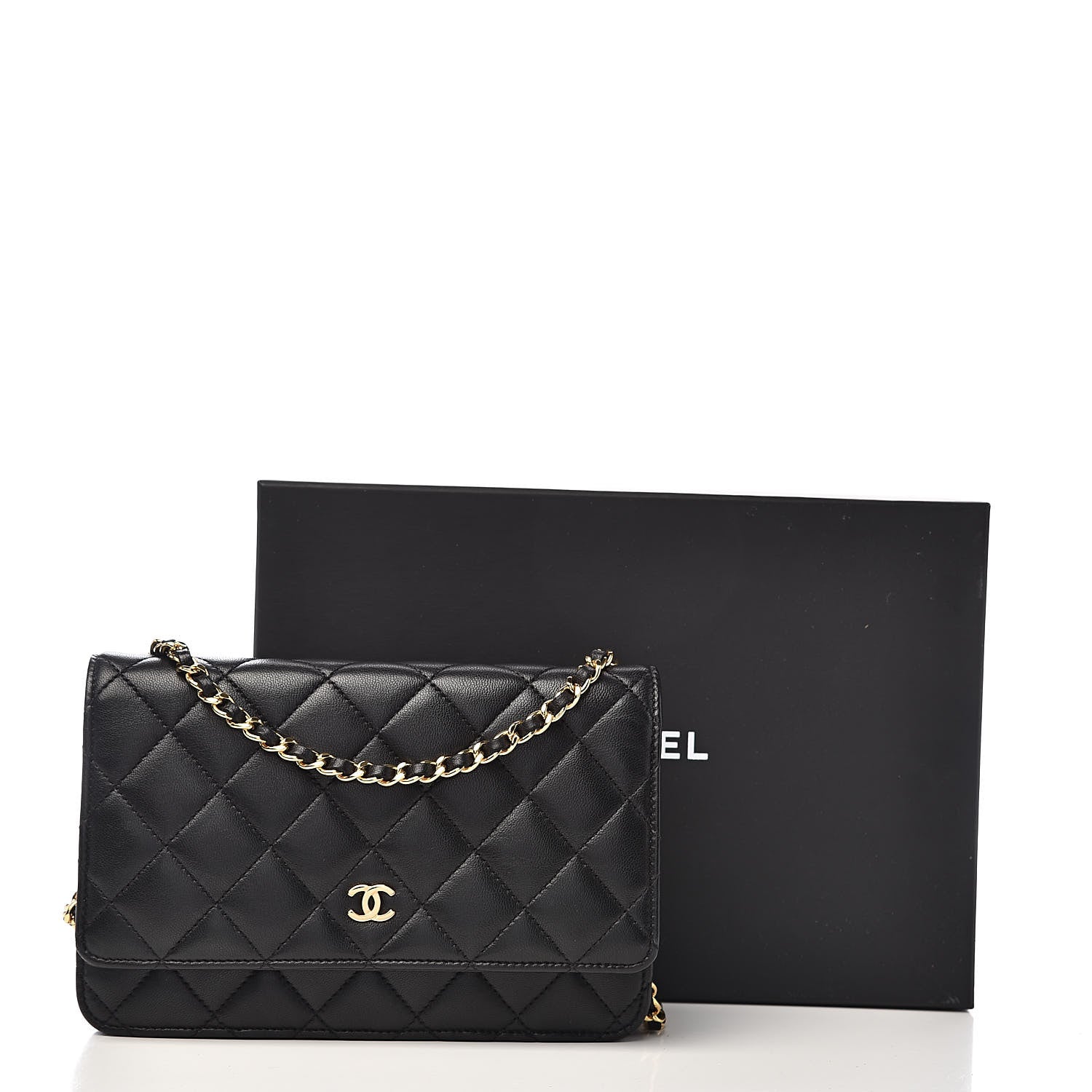 Chanel Lambskin Quilted Wallet On Chain WOC Black 12 of 12