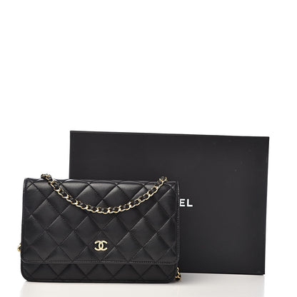 Chanel Lambskin Quilted Wallet On Chain WOC Black 12 of 12