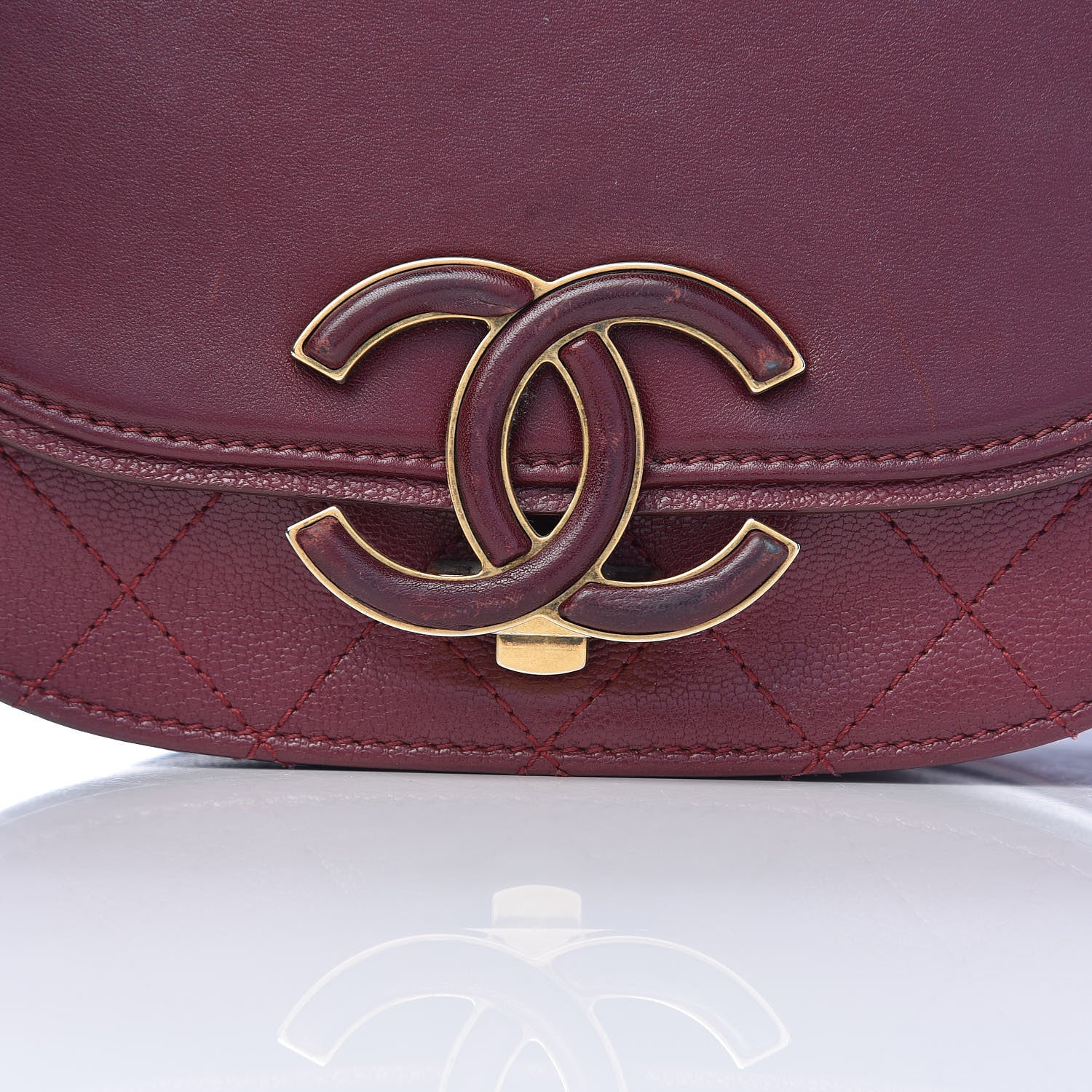 Chanel Shiny Calfskin Goatskin Quilted Small Coco Curve Messenger Flap Burgundy 9 of 22