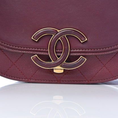 Chanel Shiny Calfskin Goatskin Quilted Small Coco Curve Messenger Flap Burgundy 9 of 22