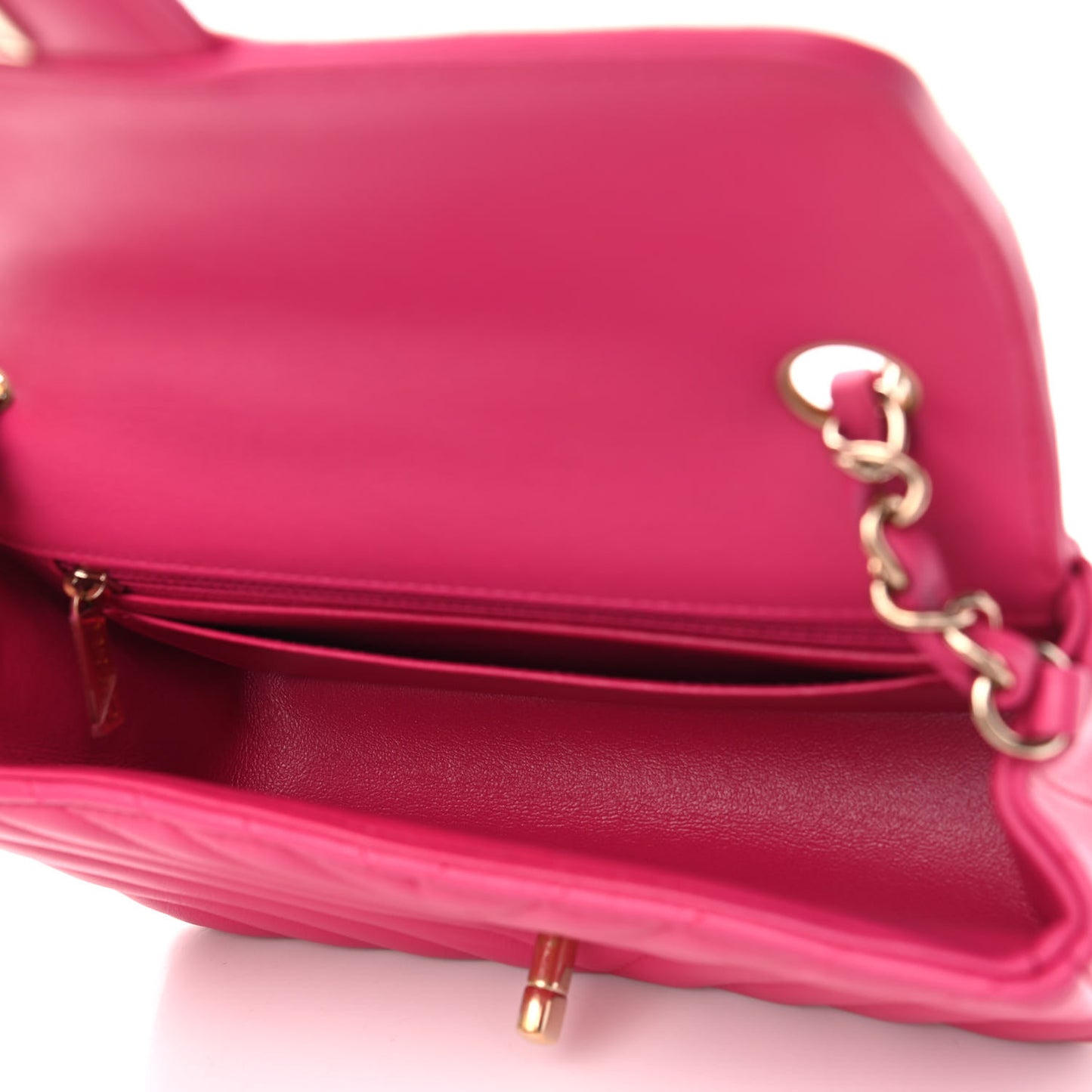 Lambskin Chevron Quilted Small Single Flap Pink