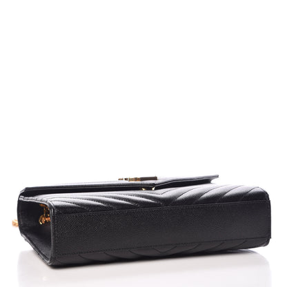 Saint Laurent Grain De Poudre Matelasse Chevron Medium Monogram Satchel Black 5 of 10