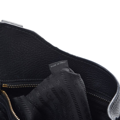 Prada Vitello Daino Pushlock Tote Black 7 of 14