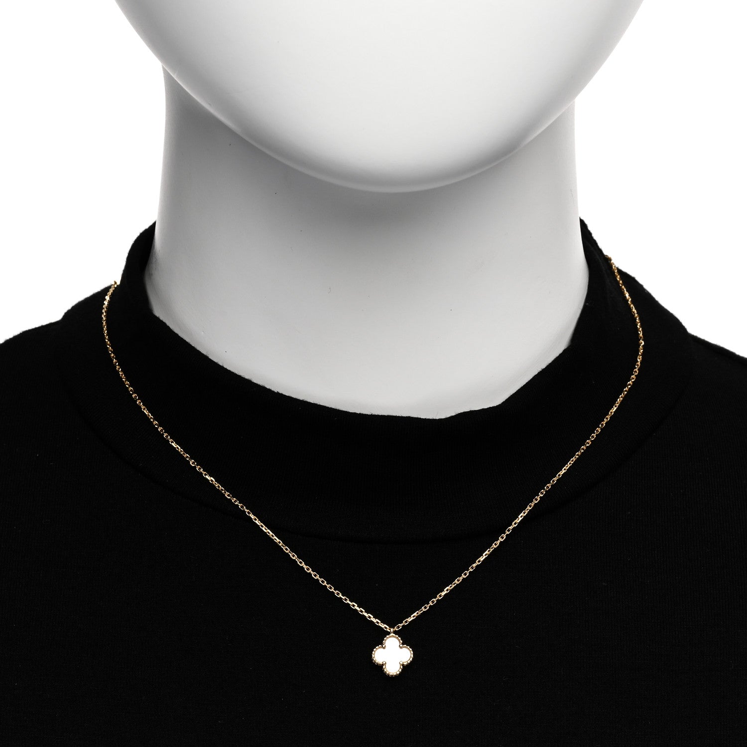 Van Cleef & Arpels 18K Yellow Gold Mother of Pearl Sweet Alhambra Pendant Necklace 2 of 6