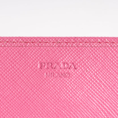 Prada Saffiano Metal Oro Chain Wallet Geranio 6 of 9