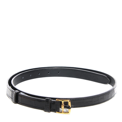 Hermes Shiny Porosus Crocodile 24mm Etriviere Belt 85 Black 1 of 4