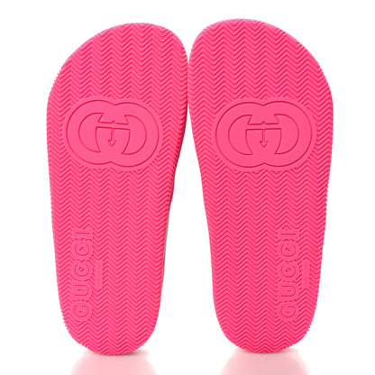Gucci Rubber Web Womens Criss Cross Slide Sandals 38 Coral New Shamarock 5 of 8