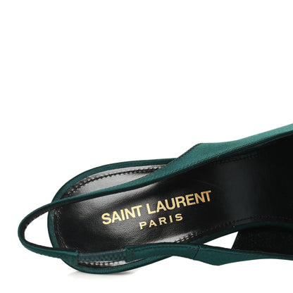 Saint Laurent Crepe Satin Zoe 105 Slingback Pump 37 Dorian Green 8 of 11