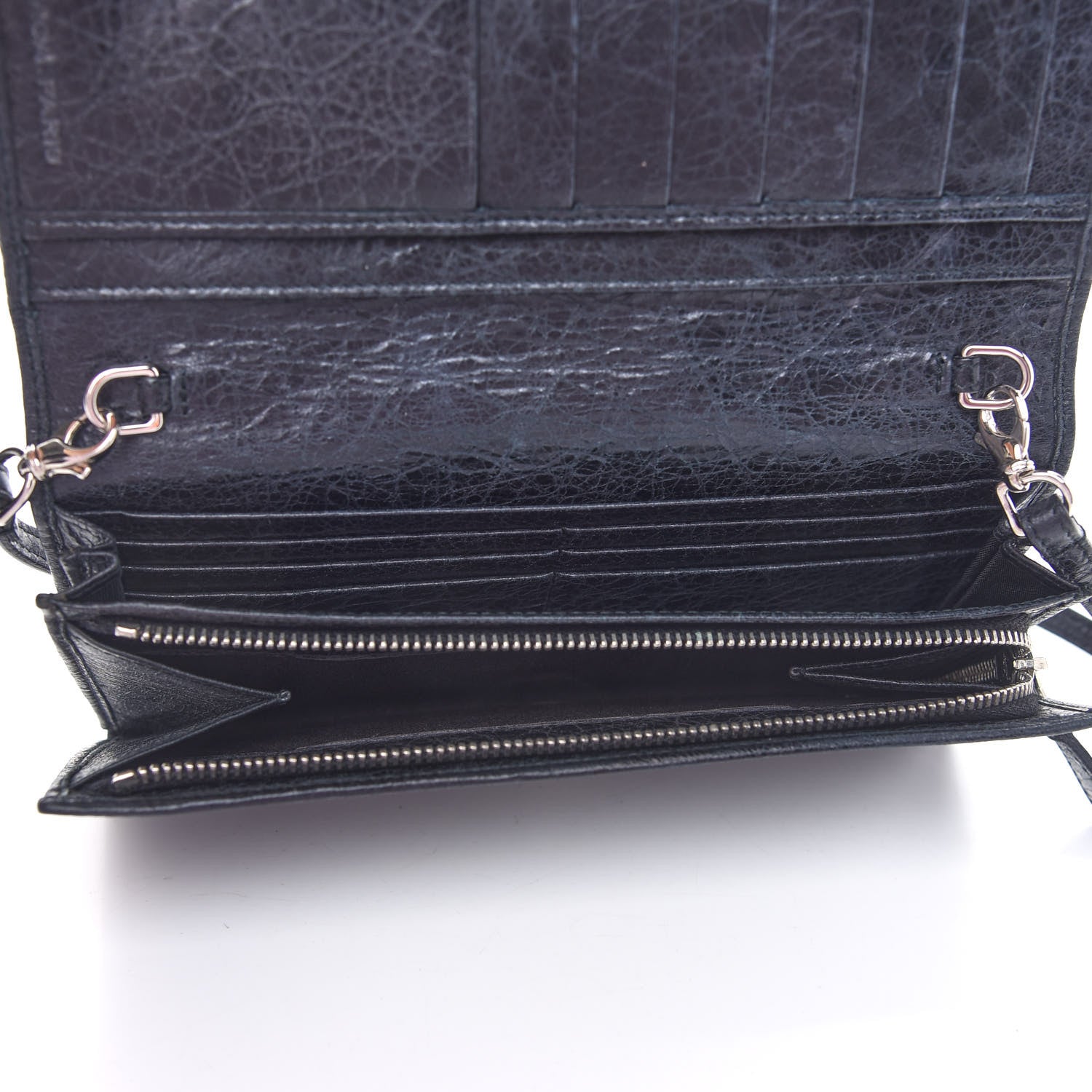 Balenciaga Agneau Giant 12 Silver Hardware Continental Wallet on Strap Black 5 of 10