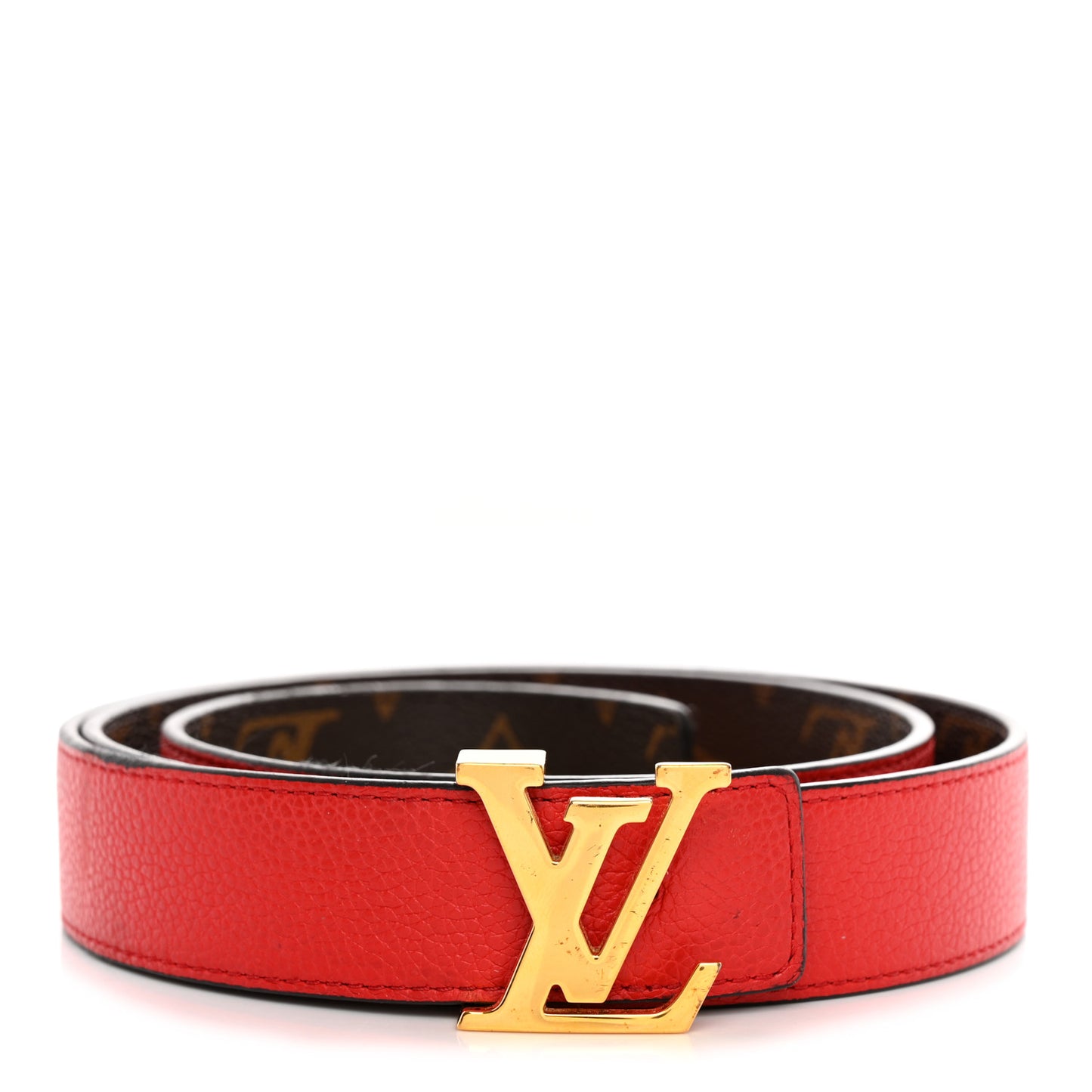 Calfskin Monogram 30mm LV Initiales Reversible Belt 90 36 Coquelicot