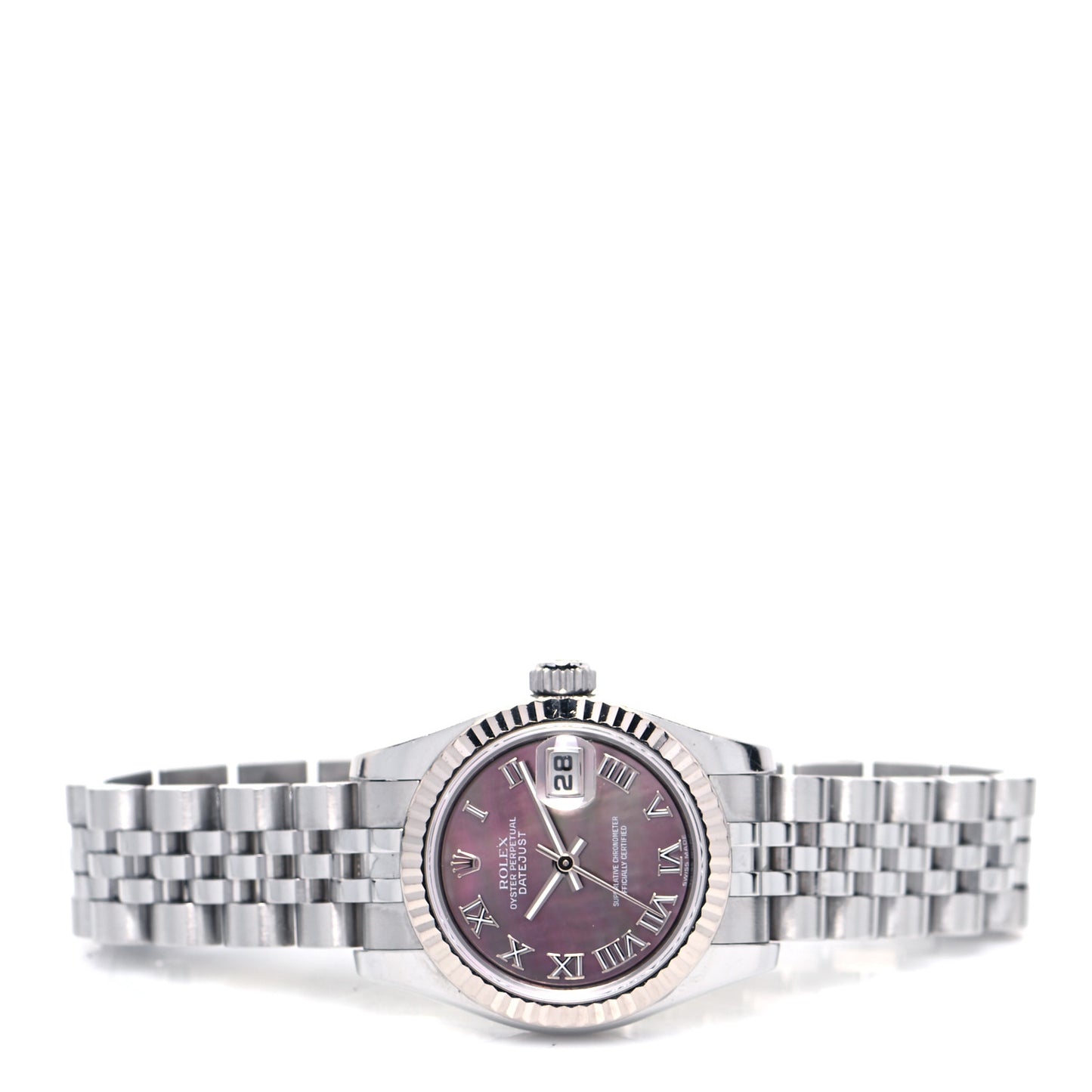 Stainless Steel 18K White Gold Black Mother of Pearl 26mm Oyster Perpetual Datejust Watch Roman 179174