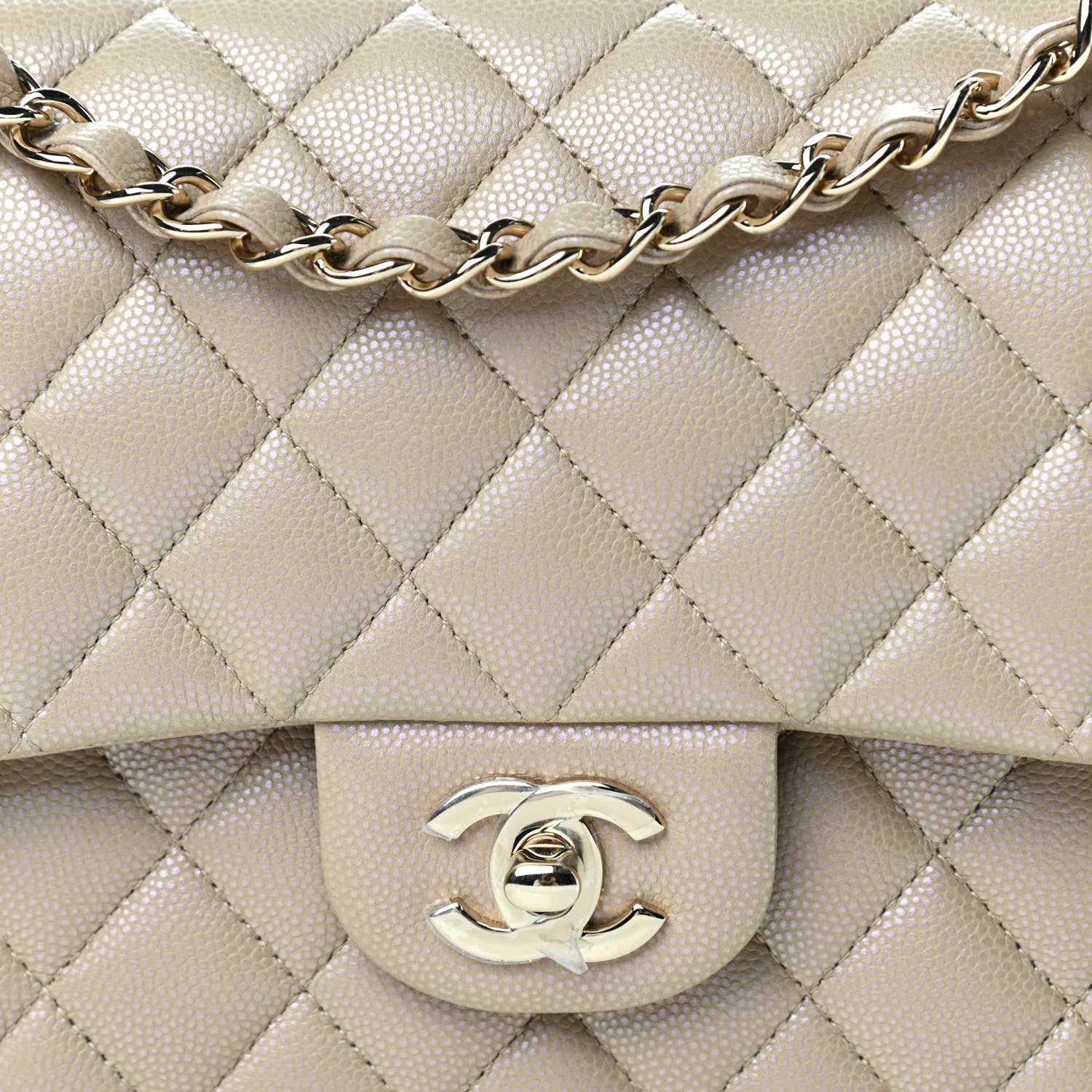 Chanel Iridescent Caviar Quilted Medium Double Flap Dark Beige 10 of 11