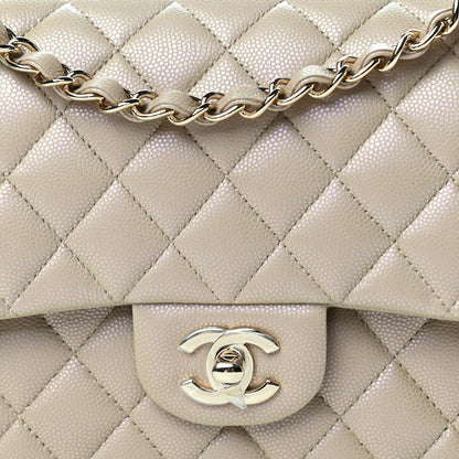 Chanel Iridescent Caviar Quilted Medium Double Flap Dark Beige 10 of 11