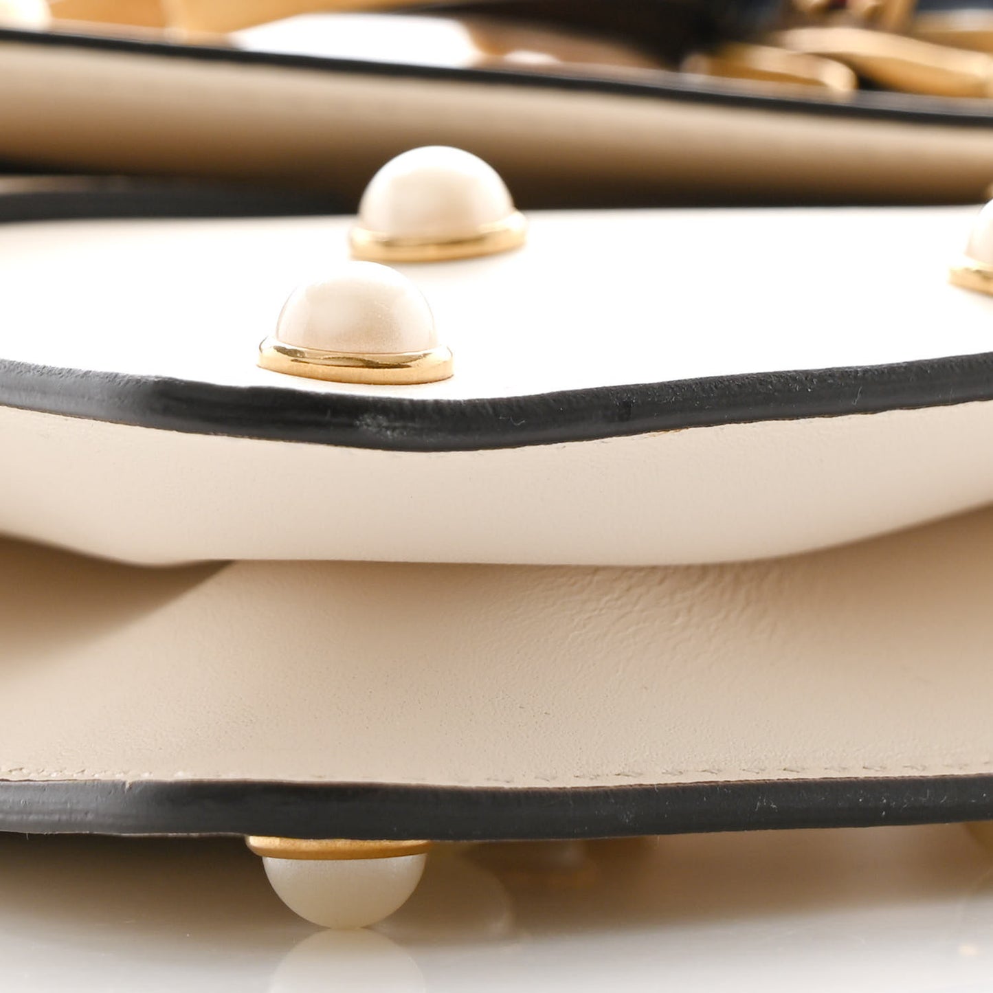 Nappa Pearl Studded Mini Queen Margaret Broadway Shoulder Bag Mystic White