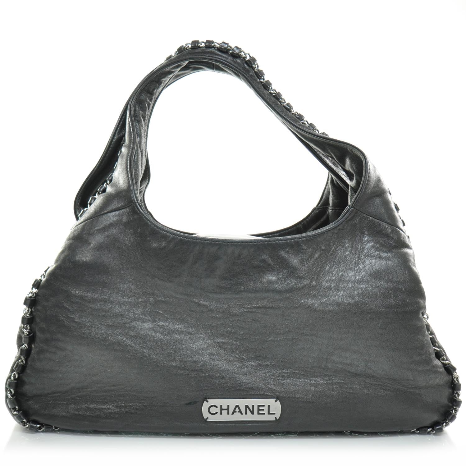 Chanel Leather Chain Hobo Black 1 of 9