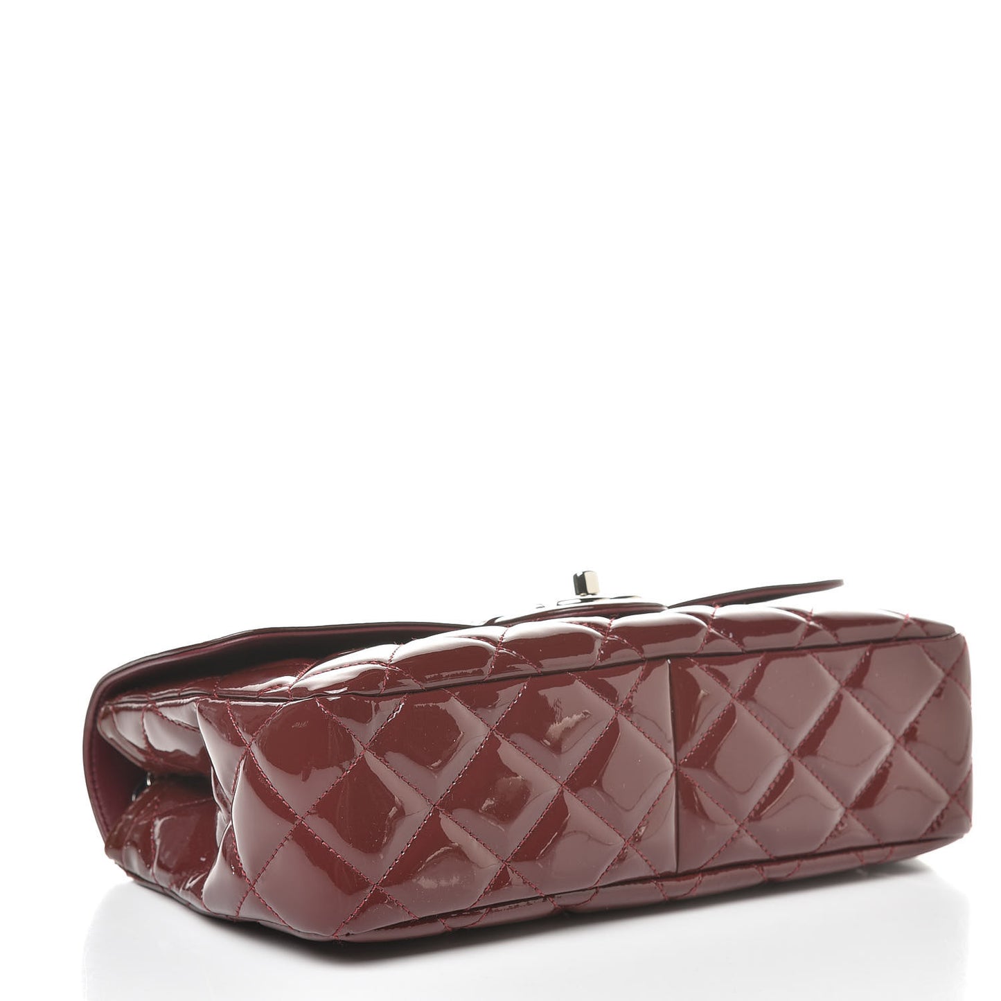 Patent Quilted Large Coco Shine Flap Burgundy