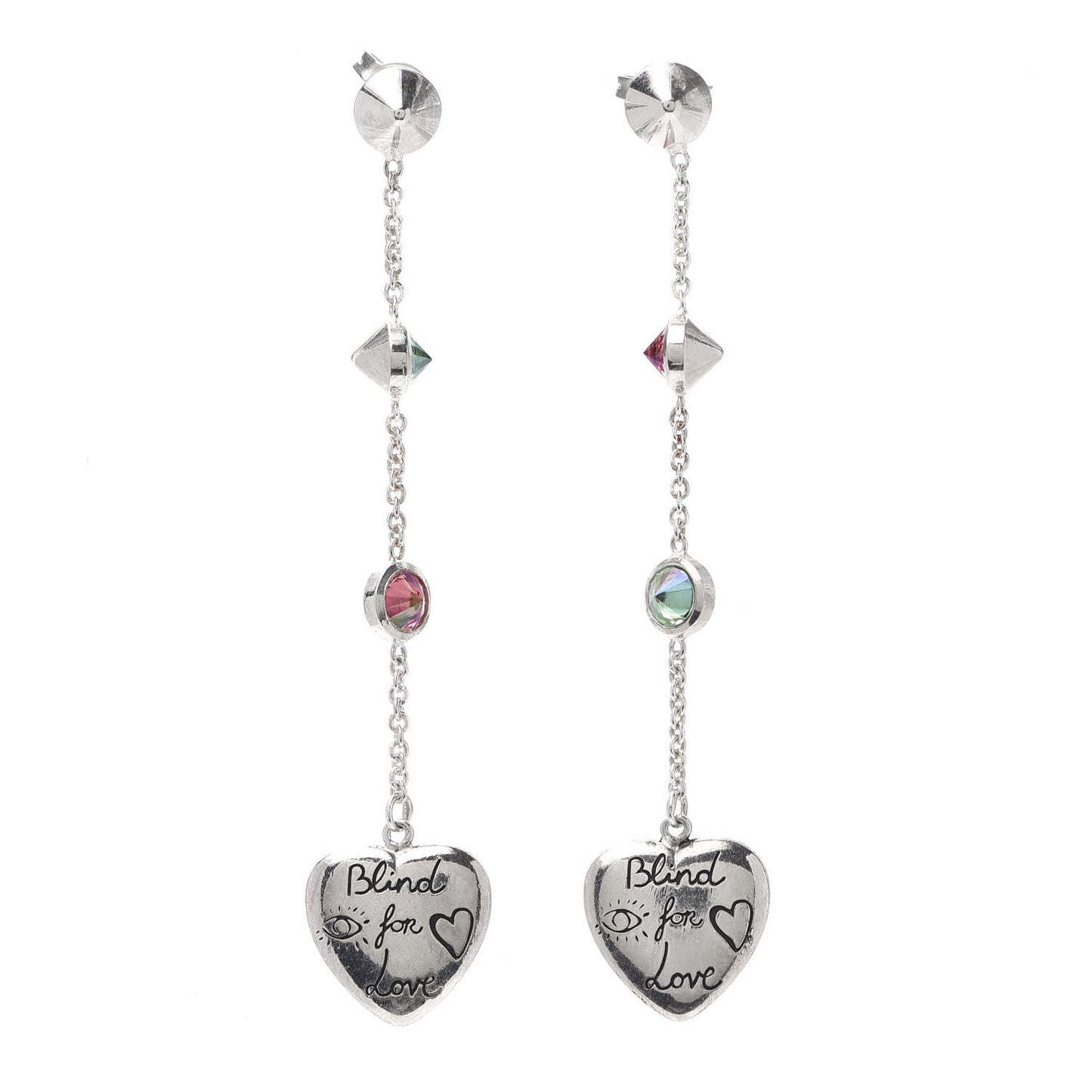 Sterling Silver Zirconia Bling For Love Heart Drop Earrings