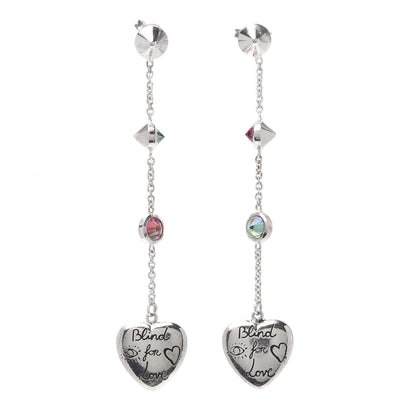Gucci Sterling Silver Zirconia Bling For Love Heart Drop Earrings 1 of 5