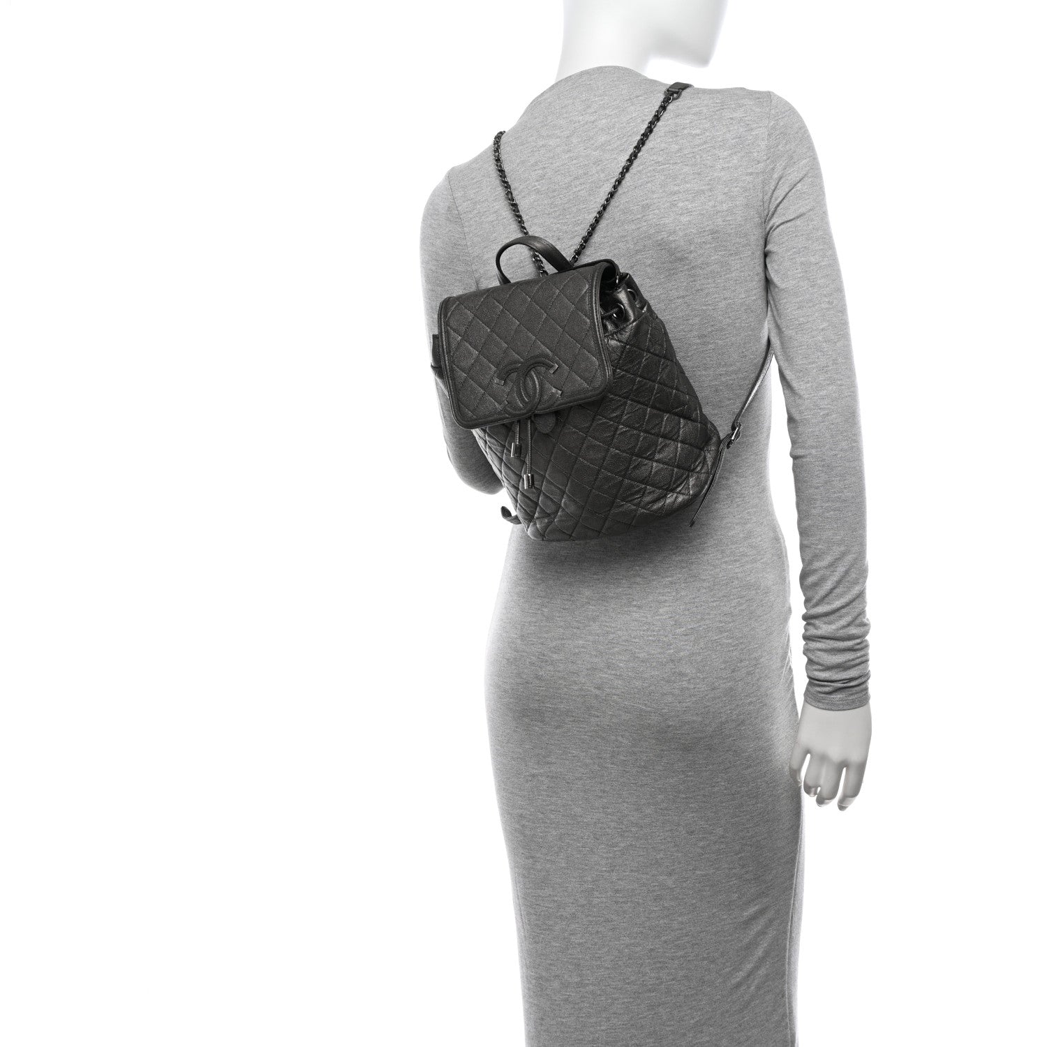 Chanel Metallic Caviar Quilted Filigree Backpack Dark Silver 2 of 11