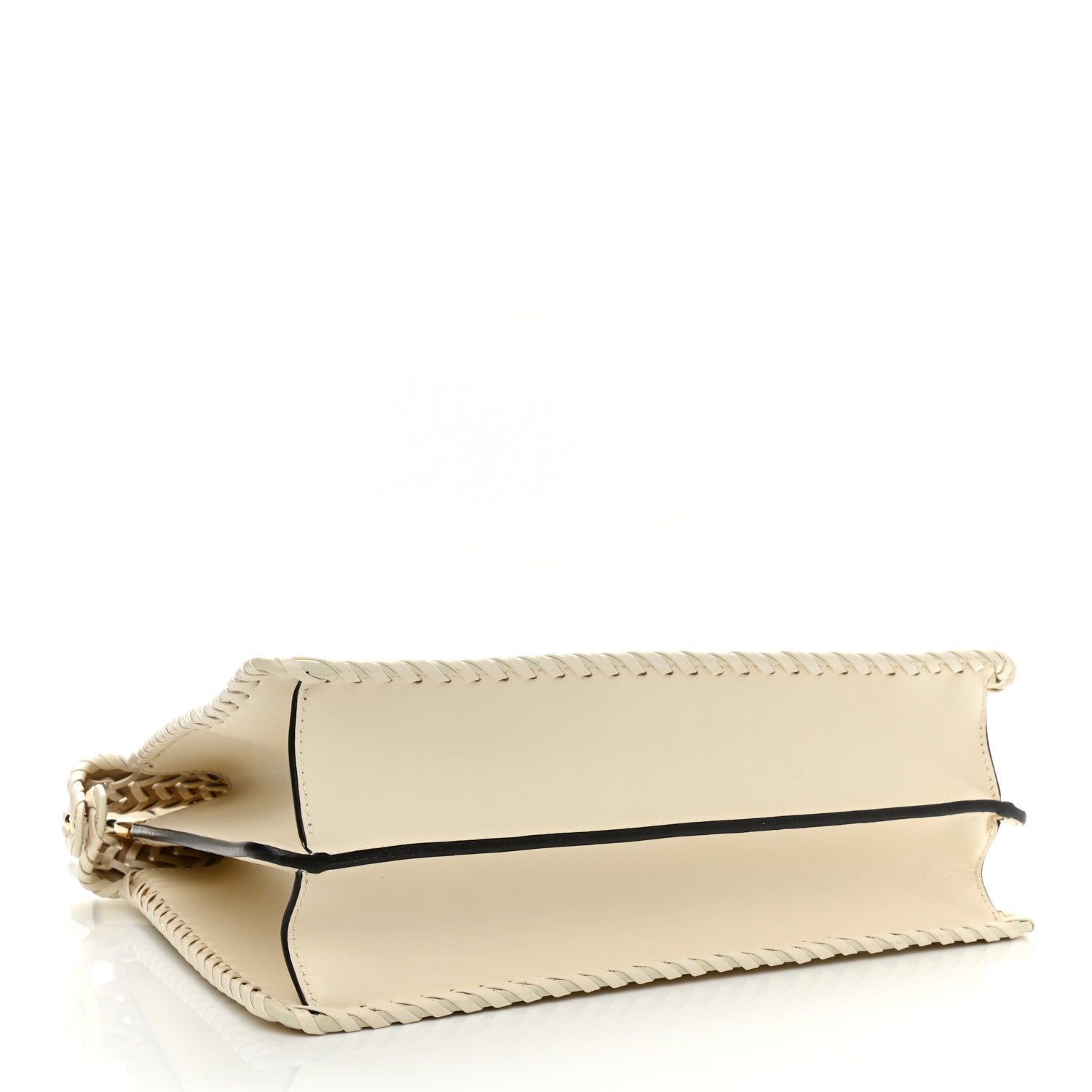 Fendi Vitello King Ceylon Shiny Nappa Woven Medium Peekaboo I SEE U Satchel White Ice 4 of 11