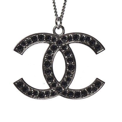 Chanel Ruthenium Crystal CC Necklace Black 4 of 5