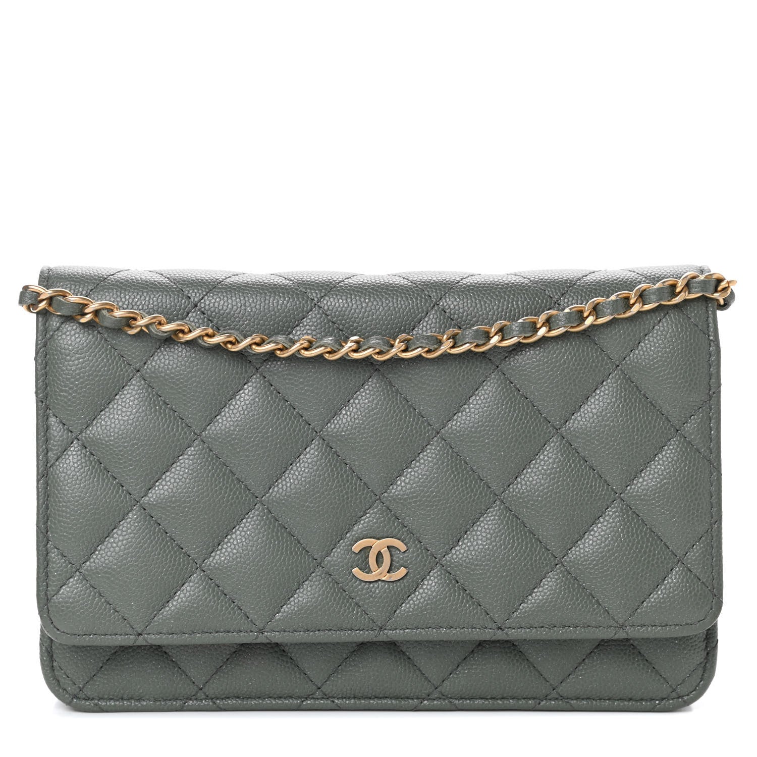 Chanel Iridescent Caviar Quilted Wallet On Chain WOC Green 1 of 11