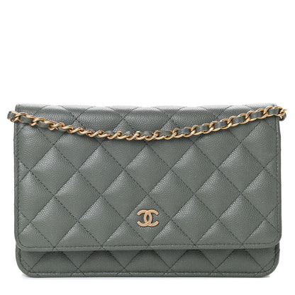 Chanel Iridescent Caviar Quilted Wallet On Chain WOC Green 1 of 11