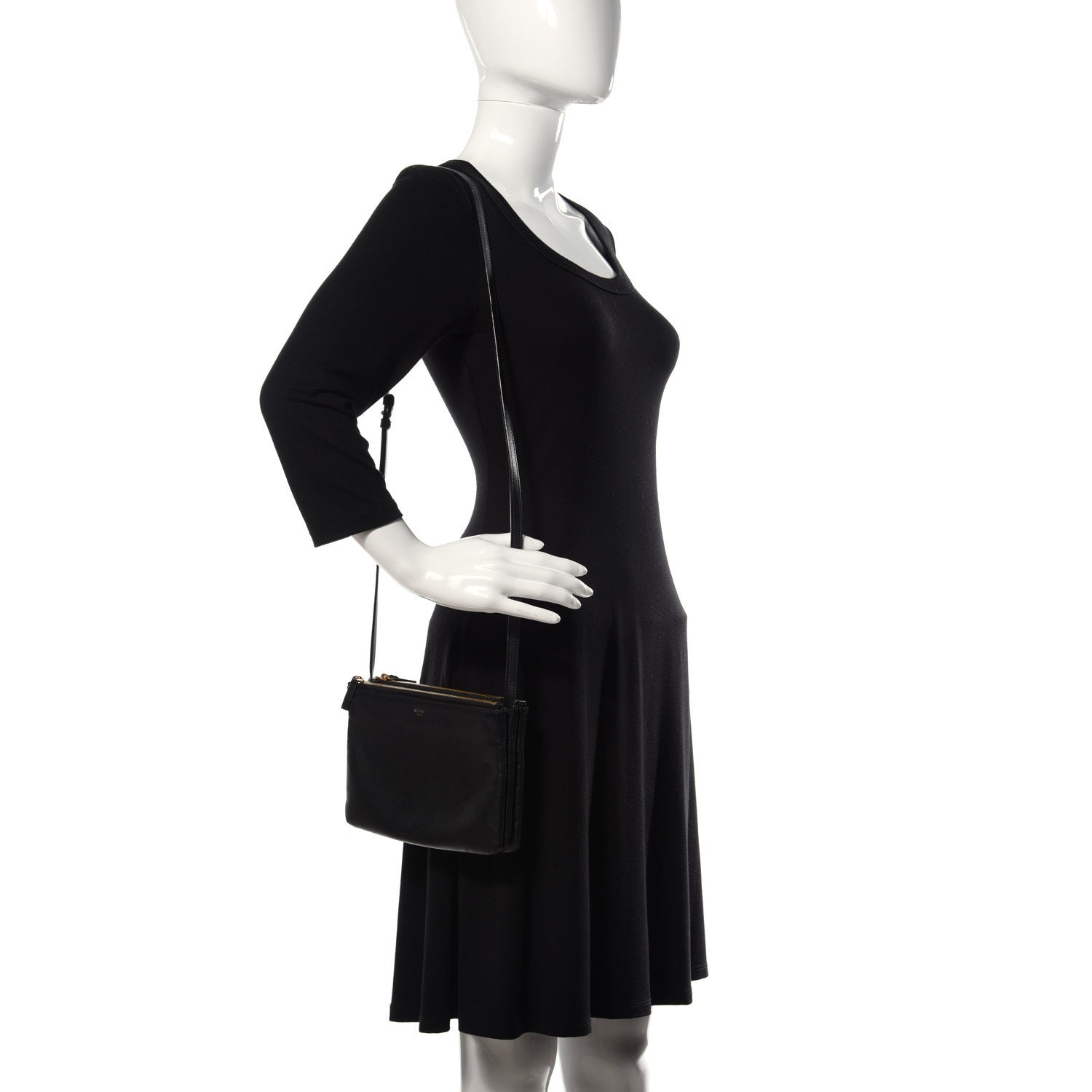 Celine Lambskin Small Trio Crossbody Bag Black 2 of 19