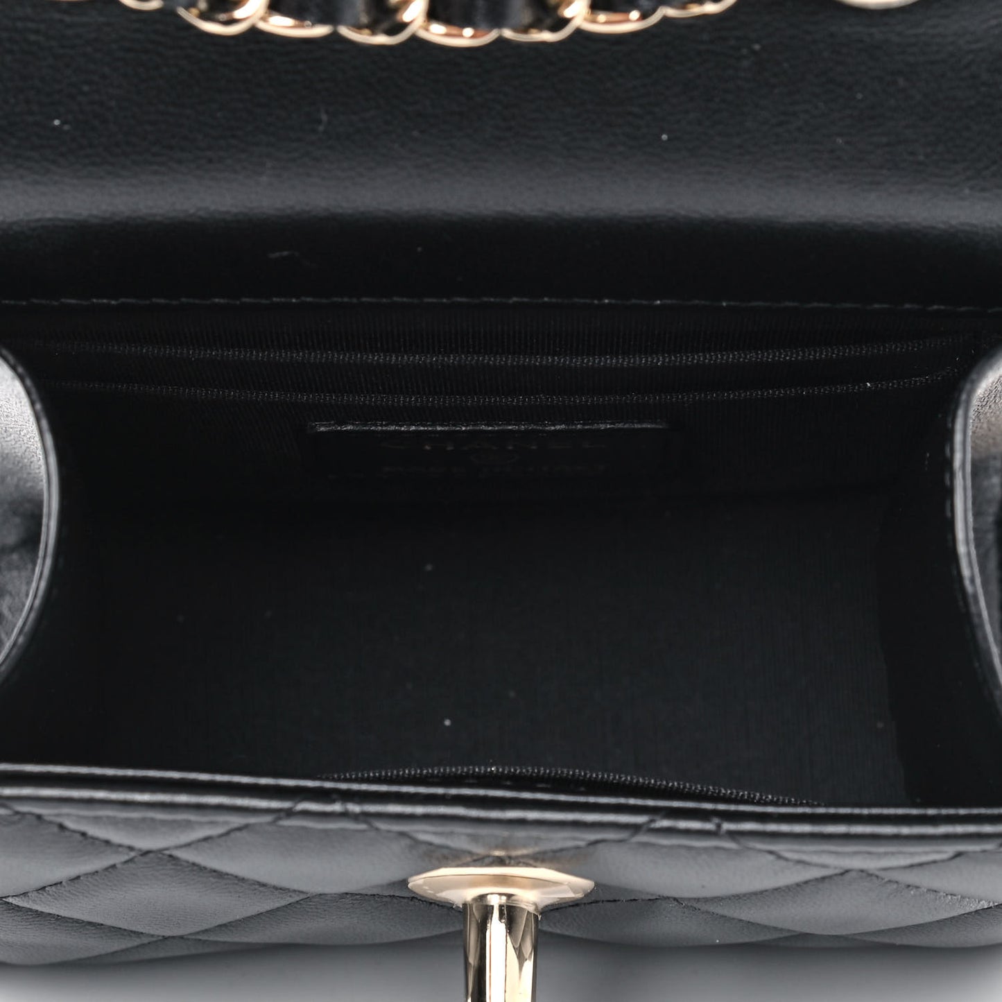 Lambskin Quilted Mini Trendy CC Chain Wallet Black