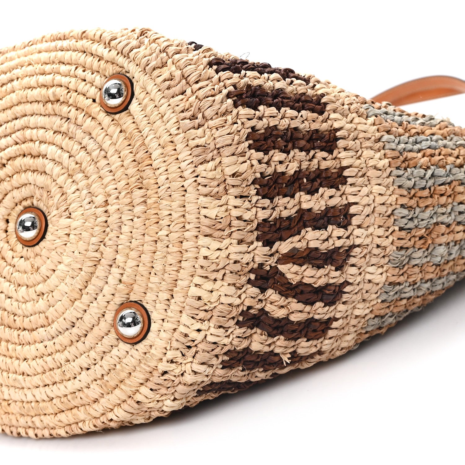 Valentino Garavani Raffia Nappa Medium Vlogo Signature Crochet Bucket Bag Beige Multicolor 10 of 11