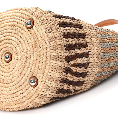 Valentino Garavani Raffia Nappa Medium Vlogo Signature Crochet Bucket Bag Beige Multicolor 10 of 11