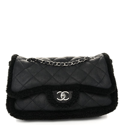 Chanel Shearling Quilted Jumbo Single Flap Black 1 of 9