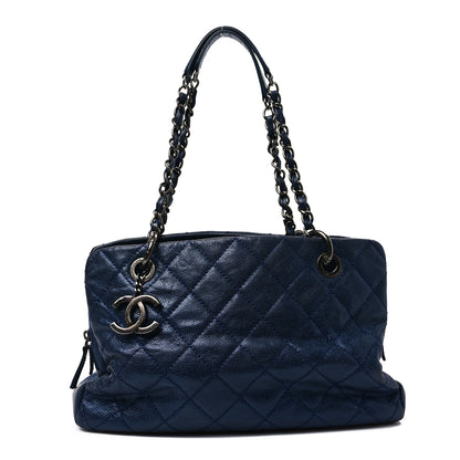 Chanel Iridescent Caviar Quilted Chic Shopping Tote Dark Blue 1 of 7