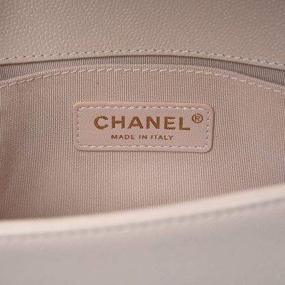 Chanel Caviar Chevron Quilted Small Boy Flap Light Beige 6 of 9
