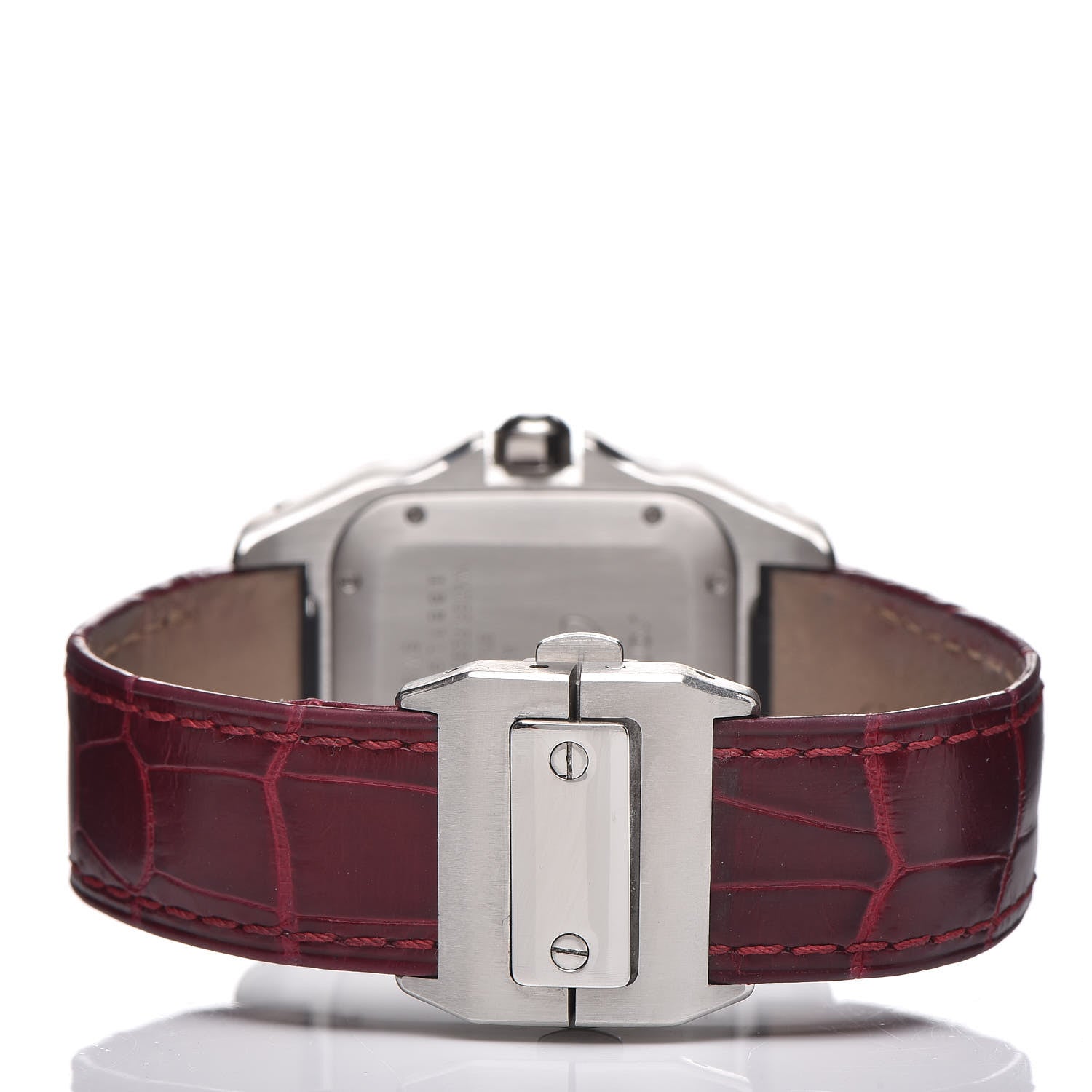 Cartier Stainless Steel Alligator 33mm Santos 100 Automatic Watch Red 4 of 10