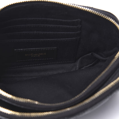 Saint Laurent Grained Lambskin Quilted Mini Becky Double Zip Bag Black 7 of 14