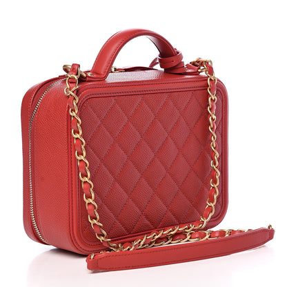 Chanel Caviar Quilted Medium CC Filigree Vanity Case Red 3 of 10