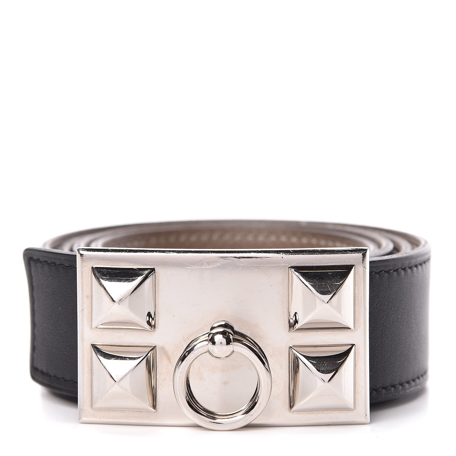 Hermes Box Espom Collier De Chien CDC Belt 90 Black Etoupe 1 of 8