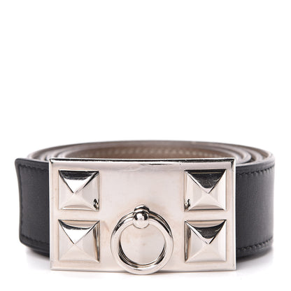 Hermes Box Espom Collier De Chien CDC Belt 90 Black Etoupe 1 of 8