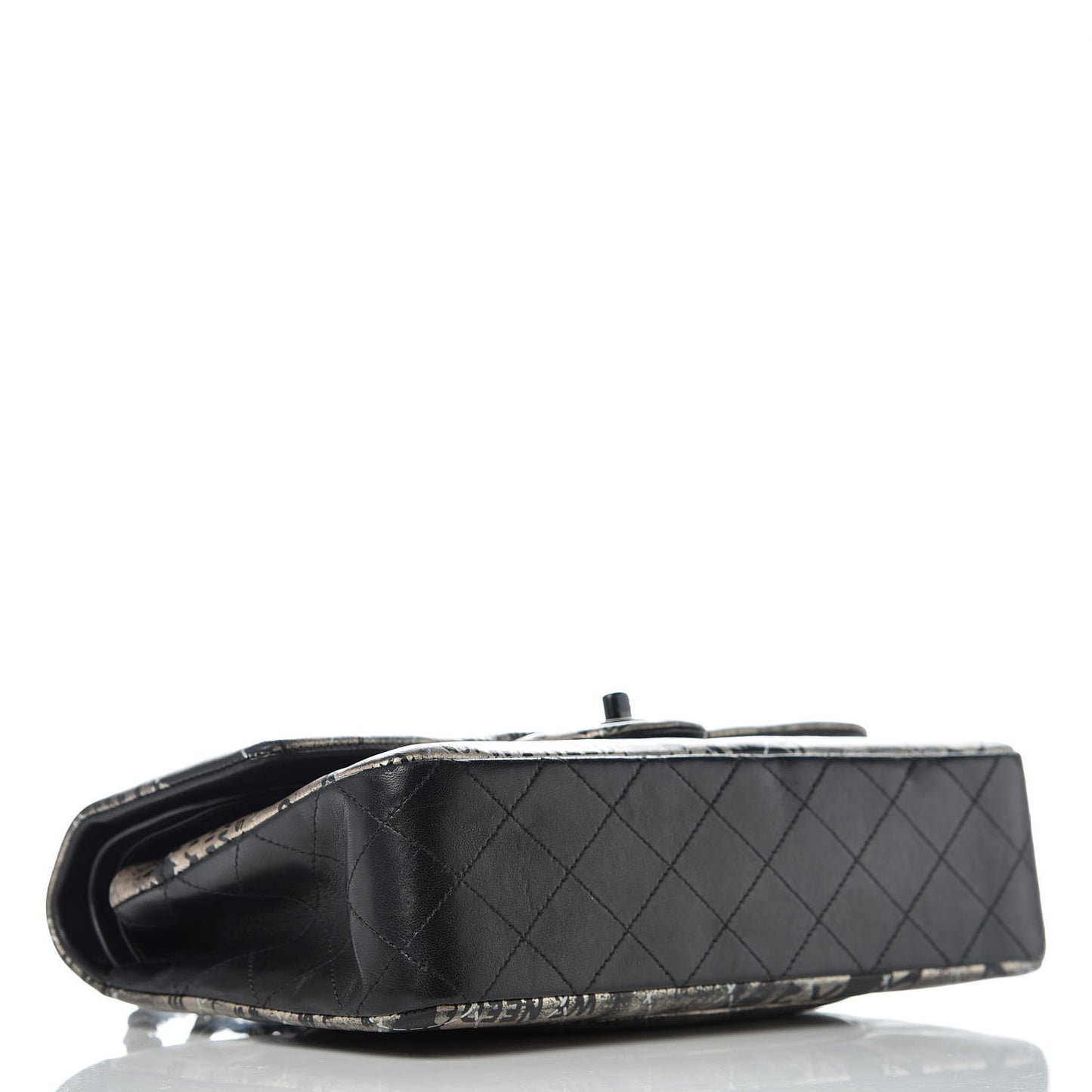 Lambskin Hand Painted Medium Double Flap Black