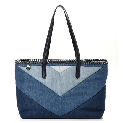 Stella McCartney Eco Denim Chevron Quilted Falabella East West Shopper Tote Blue 1 of 9
