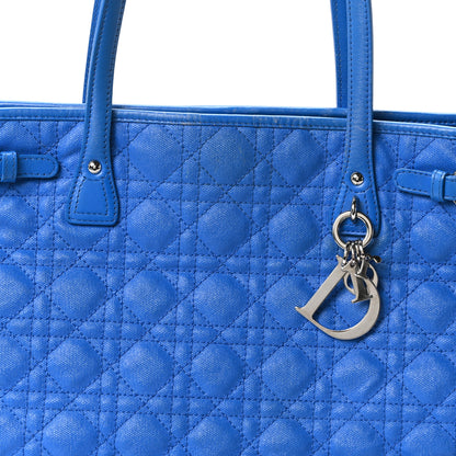 Christian Dior Coated Canvas Cannage Large Panarea Tote Blue 8 of 10