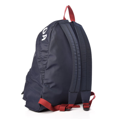 Balenciaga Sport Nylon Logo Embroidered Wheel Backpack Navy Blue Red 3 of 9