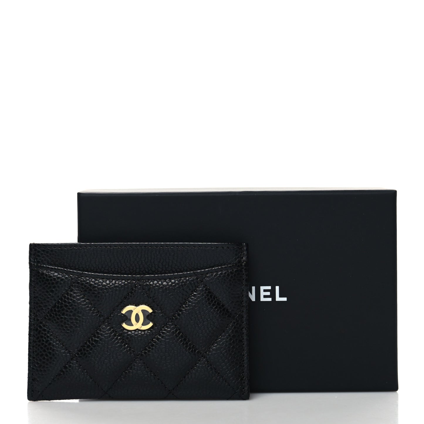 Caviar Quilted Card Holder Black