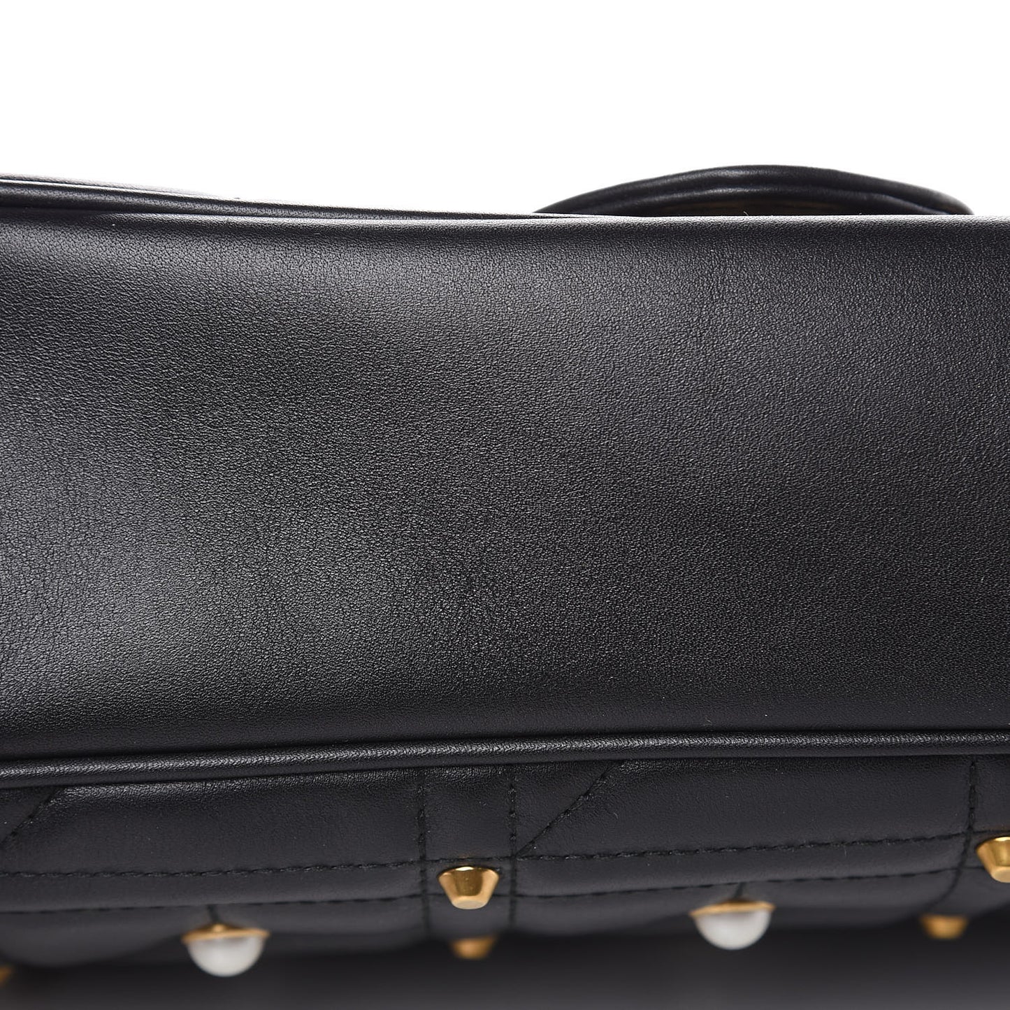 Calfskin Matelasse Studded Medium Pearly GG Marmont Shoulder Bag Black