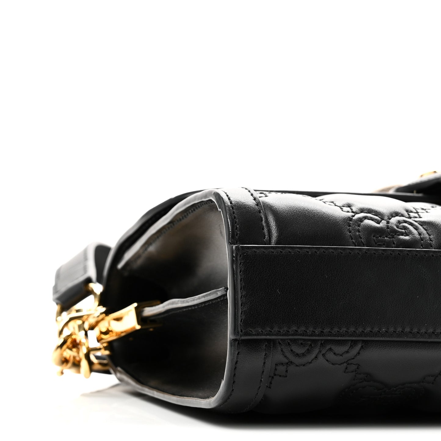 Calfskin GG Matelasse Small Flap Shoulder Bag Black Natural
