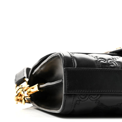 Gucci Calfskin GG Matelasse Small Flap Shoulder Bag Black Natural 9 of 10