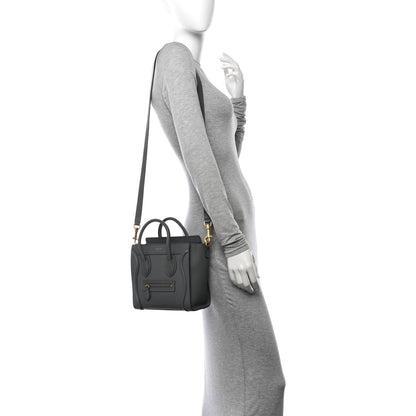 Celine Drummed Calfskin Nano Luggage Kohl 2 of 14